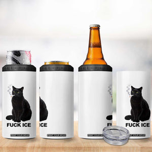 Fck Ice Smoking Cat 4 in 1 Can Cooler Tumbler Subtle FDT Black Cat Meme TS10 Print Your Wear