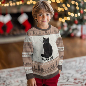 Fck Ice Smoking Cat Ugly Christmas Sweater Subtle FDT Black Cat Meme TS10 Mocha Mousse Print Your Wear