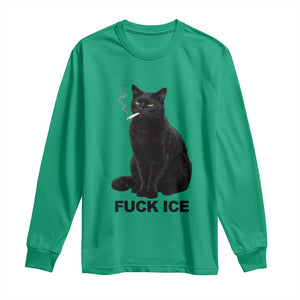 Fck Ice Smoking Cat Long Sleeve Shirt Subtle FDT Black Cat Meme TS10 Irish Green Print Your Wear