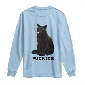 Fck Ice Smoking Cat Long Sleeve Shirt Subtle FDT Black Cat Meme TS10 Light Blue Print Your Wear