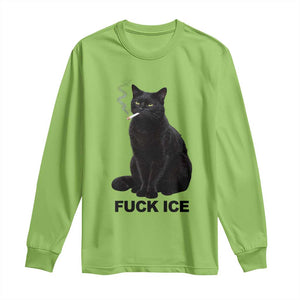 Fck Ice Smoking Cat Long Sleeve Shirt Subtle FDT Black Cat Meme TS10 Lime Print Your Wear