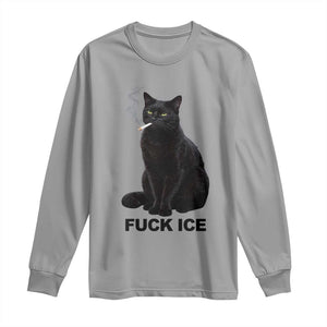 Fck Ice Smoking Cat Long Sleeve Shirt Subtle FDT Black Cat Meme TS10 Sport Gray Print Your Wear