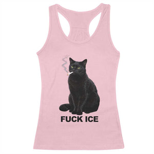 Fck Ice Smoking Cat Racerback Tank Top Subtle FDT Black Cat Meme TS10 Light Pink Print Your Wear
