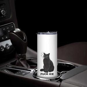 Fck Ice Smoking Cat Skinny Tumbler Subtle FDT Black Cat Meme TS10 Print Your Wear