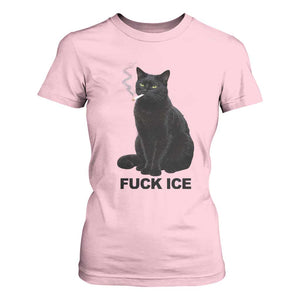 Fck Ice Smoking Cat T Shirt For Women Subtle FDT Black Cat Meme TS10 Light Pink Print Your Wear