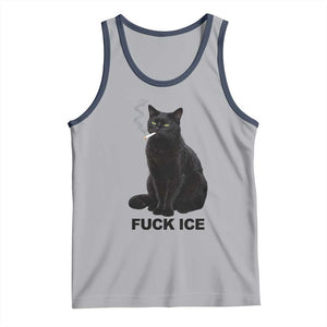 Fck Ice Smoking Cat Tank Top Subtle FDT Black Cat Meme TS10 Athletic Heather Navy Print Your Wear