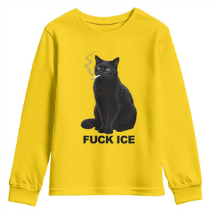 Fck Ice Smoking Cat Youth Sweatshirt Subtle FDT Black Cat Meme TS10 Daisy Print Your Wear
