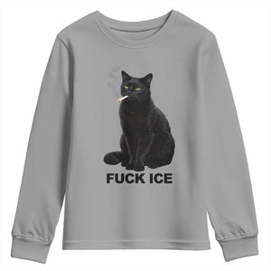 Fck Ice Smoking Cat Youth Sweatshirt Subtle FDT Black Cat Meme TS10 Sport Gray Print Your Wear