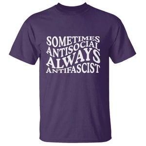 Sometimes Antisocial Always Antifascist T Shirt TS10 Purple Print Your Wear