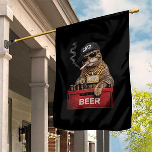 Funny Smoking Cat Meme Garden Flag Vintage Graphic Cigarette Kitty Beer Cat Lover TS10 Print Your Wear