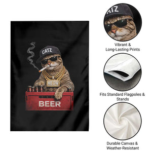 Funny Smoking Cat Meme Garden Flag Vintage Graphic Cigarette Kitty Beer Cat Lover TS10 Print Your Wear