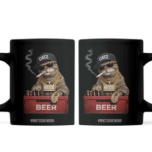Funny Smoking Cat Meme Coffee Mug Vintage Graphic Cigarette Kitty Beer Cat Lover TS10 Black Print Your Wear