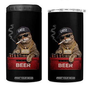 Funny Smoking Cat Meme 4 in 1 Can Cooler Tumbler Vintage Graphic Cigarette Kitty Beer Cat Lover TS10 One Size: 16 oz Black Print Your Wear