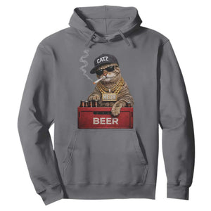 Funny Smoking Cat Meme Hoodie Vintage Graphic Cigarette Kitty Beer Cat Lover TS10 Charcoal Print Your Wear