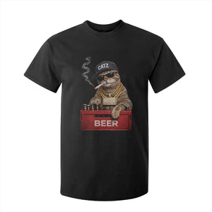 Funny Smoking Cat Meme T Shirt For Kid Vintage Graphic Cigarette Kitty Beer Cat Lover TS10 Black Print Your Wear