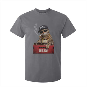 Funny Smoking Cat Meme T Shirt For Kid Vintage Graphic Cigarette Kitty Beer Cat Lover TS10 Charcoal Print Your Wear