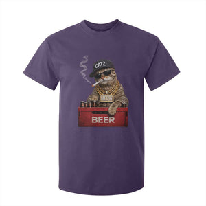 Funny Smoking Cat Meme T Shirt For Kid Vintage Graphic Cigarette Kitty Beer Cat Lover TS10 Purple Print Your Wear