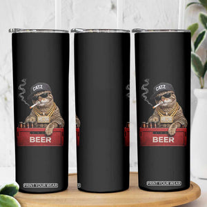 Funny Smoking Cat Meme Skinny Tumbler Vintage Graphic Cigarette Kitty Beer Cat Lover TS10 Print Your Wear