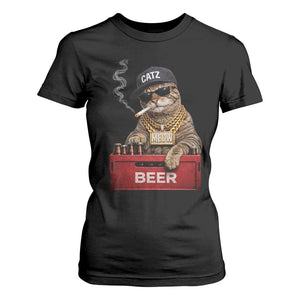 Funny Smoking Cat Meme T Shirt For Women Vintage Graphic Cigarette Kitty Beer Cat Lover TS10 Black Print Your Wear