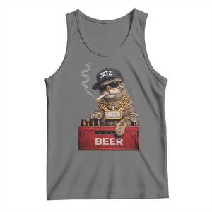 Funny Smoking Cat Meme Tank Top Vintage Graphic Cigarette Kitty Beer Cat Lover TS10 Black Heather Print Your Wear