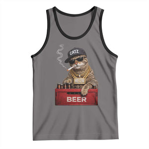 Funny Smoking Cat Meme Tank Top Vintage Graphic Cigarette Kitty Beer Cat Lover TS10 Deep Heather Black Print Your Wear