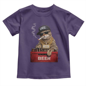 Funny Smoking Cat Meme Toddler T Shirt Vintage Graphic Cigarette Kitty Beer Cat Lover TS10 Purple Print Your Wear