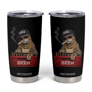 Funny Smoking Cat Meme Tumbler Cup Vintage Graphic Cigarette Kitty Beer Cat Lover TS10 Black Print Your Wear