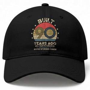 Funny 90th Birthday Baseball Cap Vintage Retro Built 90 Years Ago