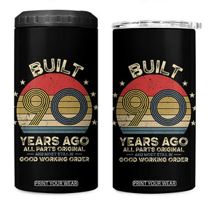 Funny 90th Birthday 4 in 1 Can Cooler Tumbler Vintage Retro Built 90 Years Ago TS10 One Size: 16 oz Black Print Your Wear