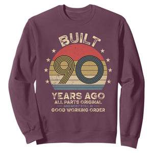 Funny 90th Birthday Sweatshirt Vintage Retro Built 90 Years Ago TS10 Maroon Print Your Wear