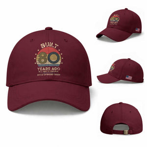 Funny 80th Birthday Baseball Cap Vintage Retro Built 80 Years Ago