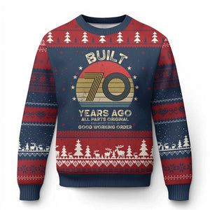 Funny 70th Birthday Ugly Christmas Sweater Vintage Retro Built 70 Years Ago TS10 Navy Red Print Your Wear