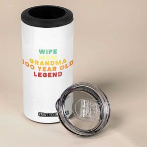 100th Birthday Gifts For Women 4 in 1 Can Cooler Tumbler Wife Mom Grandma 100 Year Old Legend TS10 Print Your Wear