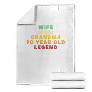 90th Birthday Gifts For Women Throw Blanket Wife Mom Grandma 90 Year Old Legend TS10 Black Print Your Wear