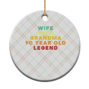 90th Birthday Gifts For Women Ceramic Ornament Wife Mom Grandma 90 Year Old Legend TS10 1pc Christmas Plaid Print Your Wear