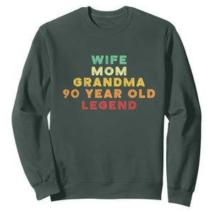 90th Birthday Gifts For Women Sweatshirt Wife Mom Grandma 90 Year Old Legend TS10 Dark Forest Green Print Your Wear