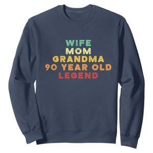 90th Birthday Gifts For Women Sweatshirt Wife Mom Grandma 90 Year Old Legend TS10 Navy Print Your Wear