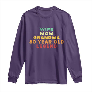80th Birthday Gifts For Women Long Sleeve Shirt Wife Mom Grandma 80 Year Old Legend TS10 Purple Print Your Wear