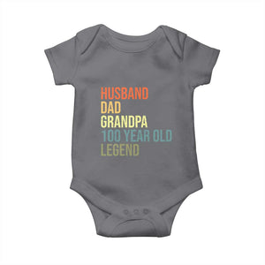 100th Birthday Baby Onesie Husband Dad Grandpa 100 Year Old Legend TS10 Charcoal Print Your Wear