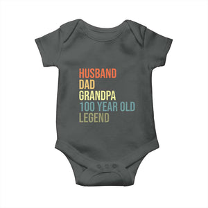 100th Birthday Baby Onesie Husband Dad Grandpa 100 Year Old Legend TS10 Dark Heather Print Your Wear