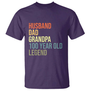 100th Birthday T Shirt Husband Dad Grandpa 100 Year Old Legend TS10 Purple Print Your Wear