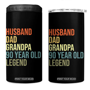 90th Birthday 4 in 1 Can Cooler Tumbler Husband Dad Grandpa 90 Year Old Legend TS10 One Size: 16 oz Black Print Your Wear