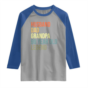 90th Birthday Raglan Shirt Husband Dad Grandpa 90 Year Old Legend TS10 Sport Gray Royal Print Your Wear
