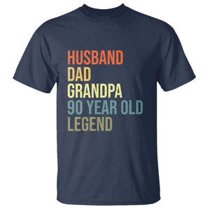90th Birthday T Shirt Husband Dad Grandpa 90 Year Old Legend TS10 Navy Print Your Wear