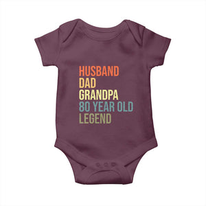 80th Birthday Baby Onesie Husband Dad Grandpa 80 Year Old Legend TS10 Maroon Print Your Wear
