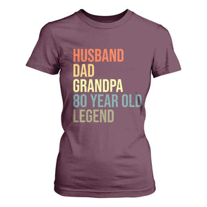 80th Birthday T Shirt For Women Husband Dad Grandpa 80 Year Old Legend TS10 Maroon Print Your Wear