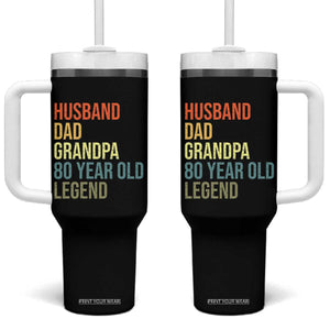 80th Birthday Tumbler With Handle Husband Dad Grandpa 80 Year Old Legend TS10 One Size: 40 oz Black Print Your Wear