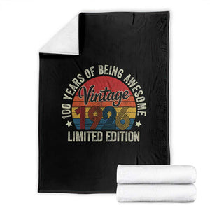 Funny 100th Birthday Throw Blanket Vintage 1926 Limited Edition 50 Year Old Bday Gifts TS10 Black Print Your Wear