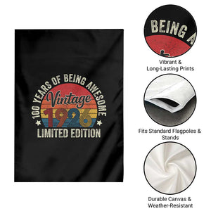 Funny 100th Birthday Garden Flag Vintage 1926 Limited Edition 50 Year Old Bday Gifts TS10 Print Your Wear