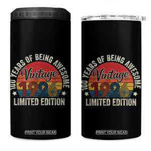 Funny 100th Birthday 4 in 1 Can Cooler Tumbler Vintage 1926 Limited Edition 50 Year Old Bday Gifts TS10 One Size: 16 oz Black Print Your Wear